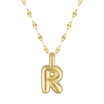Junior Jewels 14k Gold Over Silver Bubble Initial Pendant Necklace