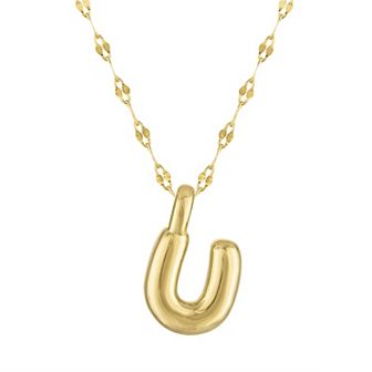 Junior Jewels 14k Gold Over Silver Bubble Initial Pendant Necklace
