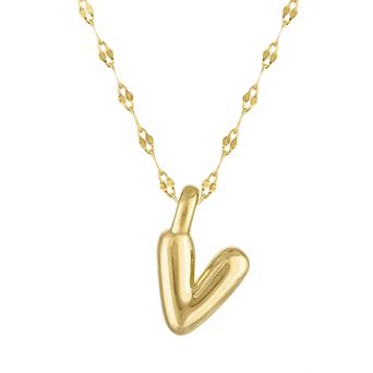 Junior Jewels 14k Gold Over Silver Bubble Initial Pendant Necklace