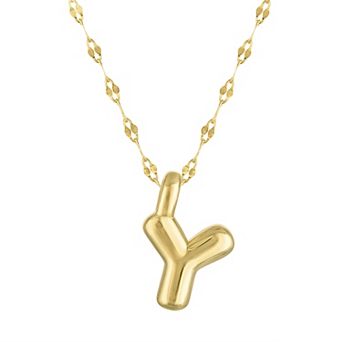 Junior Jewels 14k Gold Over Silver Bubble Initial Pendant Necklace