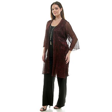 Plus Size Luxology 3-pc. Cardigan, Tank Top, Straight Leg Pants Set