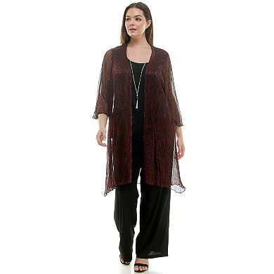 Plus Size Luxology 3-pc. Cardigan, Tank Top, Straight Leg Pants Set