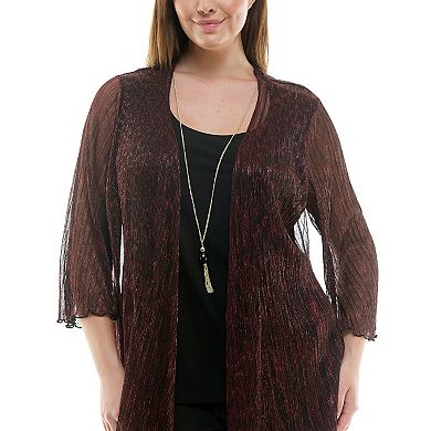 Plus Size Luxology 3-pc. Cardigan, Tank Top, Straight Leg Pants Set