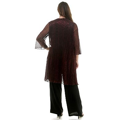 Plus Size Luxology 3-pc. Cardigan, Tank Top, Straight Leg Pants Set