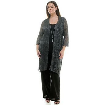 Plus Size Luxology 3 pc Cardigan, Tank Top, Straight Leg Pants Set