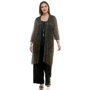 Plus Size Luxology 3 pc Cardigan, Tank Top, Straight Leg Pants Set
