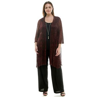 Plus Size Luxology 3 pc Cardigan, Tank Top, Straight Leg Pants Set