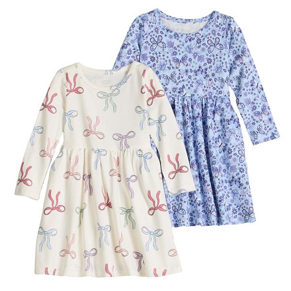 Baby & Toddler Girl Jumping Beans 2-pk. Long Sleeve Jersey Dress