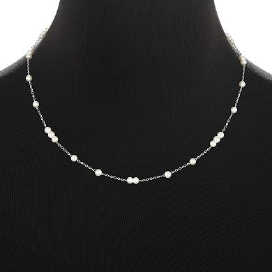 PRIMROSE Simulated Pearl Station Cable Chain Necklace
