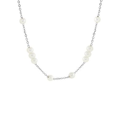 PRIMROSE Simulated Pearl Station Cable Chain Necklace