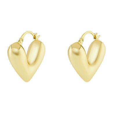 PRIMROSE Polished Chunky Heart Hoop Earrings