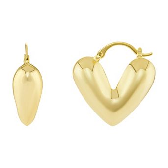 PRIMROSE Polished Chunky Heart Hoop Earrings