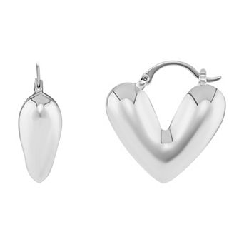 PRIMROSE Polished Chunky Heart Hoop Earrings