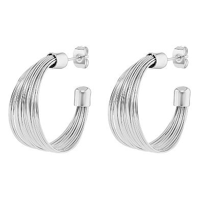 PRIMROSE Fine Silver Plated Multi Strand C-Hoop Earrings