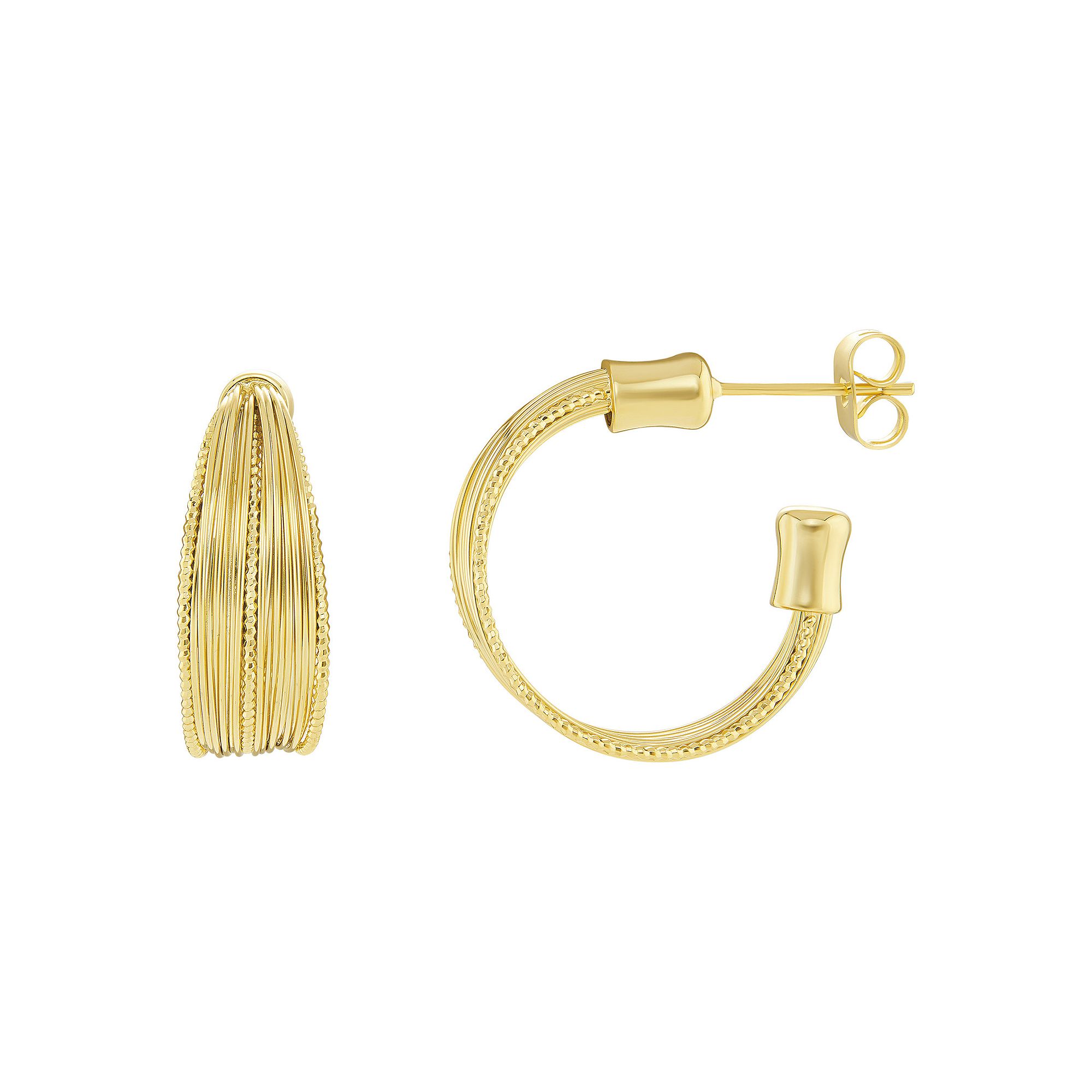 PRIMROSE Multi Strand C-Hoop Earrings, Womens, Size: 20MM, Gold Tone