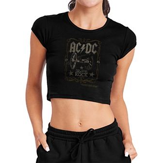 Juniors' AC/DC Rock Label Baby Rib Crop Graphic Tee