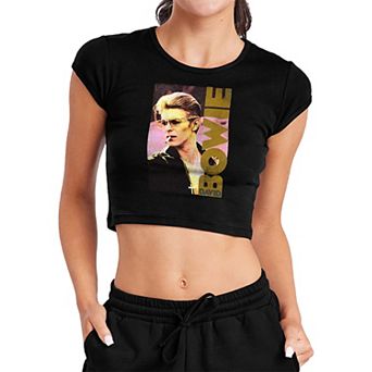 Juniors' David Bowie Smokin’ Crop Graphic Tee