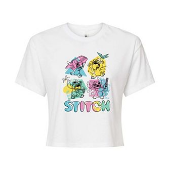 Disney's Lilo & Stitch Juniors' Pastel Grid Cropped Tee