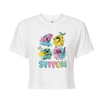 Disney's Lilo & Stitch Juniors' Pastel Grid Cropped Tee