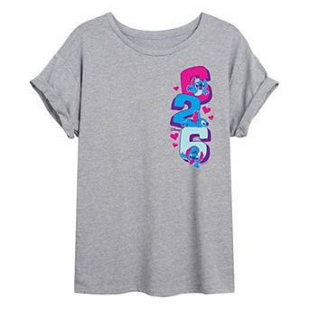 Disney's Lilo & Stitch Juniors' 626 Hearts Oversized Tee