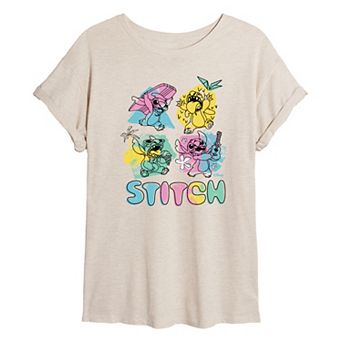 Disney's Lilo & Stitch Juniors' Pastel Grid Oversized Tee