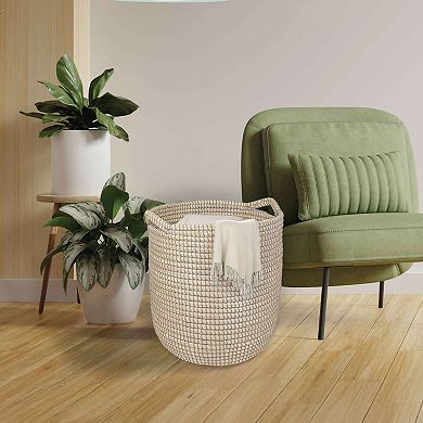 Round Seagrass Bin with Resin Handles