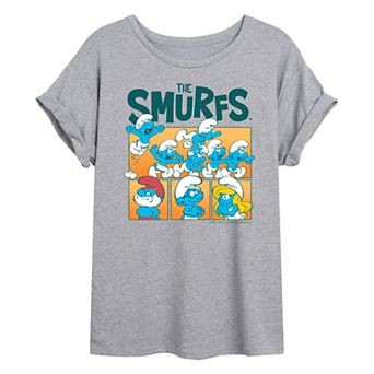 Juniors' Smurfs Grid Oversized Tee