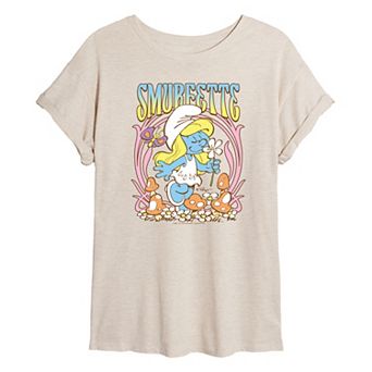 Juniors' Smurfs Smurfette Floral Oversized Tee