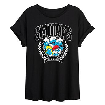 Juniors' Smurfs Collegiate Oversized Tee