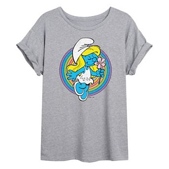 Juniors' Smurfs Smurfette Rainbow Oversized Tee