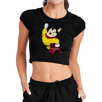Juniors' Mighty Mouse Classic Hero Crop Graphic Tee