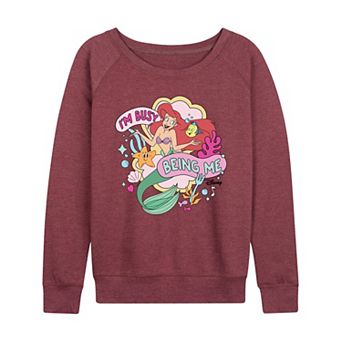 Disney's The Little Mermaid Ariel & Flounder Women's I'm Busy Being Me French Terry Long Sleeve Tee