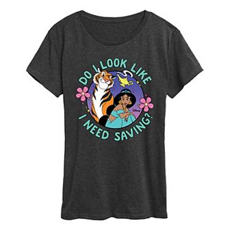 Disney's Aladdin Jasmine & Rajah Women's Need Saving Graphic Tee