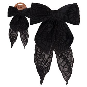 Kitsch Oversized Bow Hair Clip - Spiderweb Design