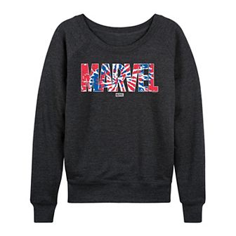 Women's Marvel Red White & Blue Tie Dye French Terry Long Sleeve Tee