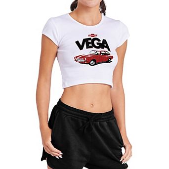 Juniors' Chevrolet Vega Logo Crop Graphic Tee