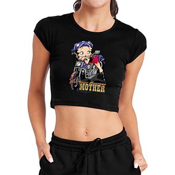 Women's Betty Boop Not Your Average Mother Crop Graphic Tee