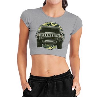 Juniors' Hummer Lead or Follow Crop Graphic Tee