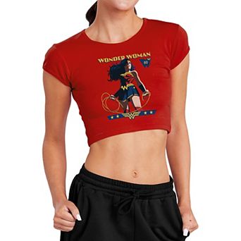 Juniors' Marvel Wonder Woman 80th Anniversary Stance Crop Graphic Tee