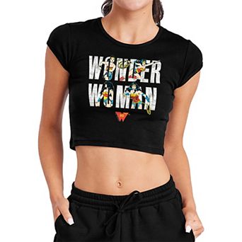 Juniors' Marvel Wonder Woman 80th Anniversary Logo Crop Graphic Tee