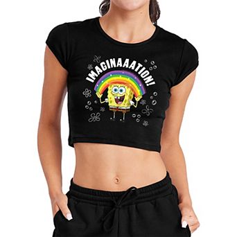 Juniors' Nickelodeon SpongeBob SquarePants Imagination Crop Graphic Tee