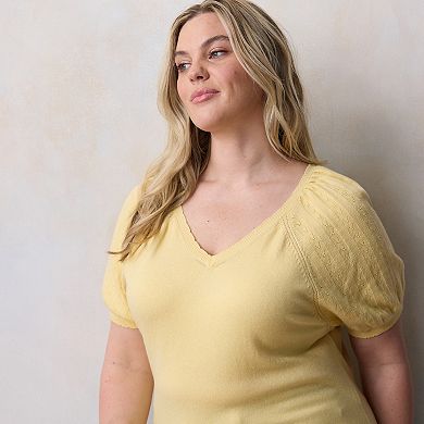 Plus Size LC Lauren Conrad V-Neck Raglan Sweater Tee
