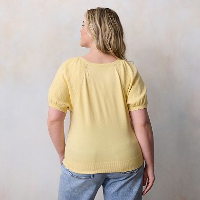 Plus Size LC Lauren Conrad V-Neck Raglan Sweater Tee