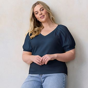 Plus Size LC Lauren Conrad V-Neck Raglan Sweater Tee