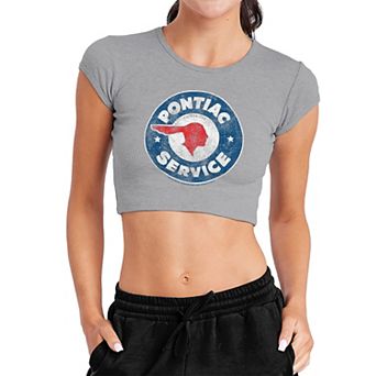 Juniors' Pontiac Vintage Logo Baby Rib Cropped Graphic Tee