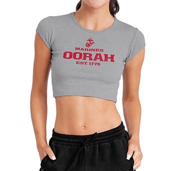 Juniors' U.S. Marine Corps Oorah Baby Rib Cropped Graphic Tee