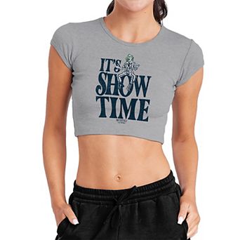 Juniors' Beetlejuice Showtime Baby Rib Cropped Graphic Tee