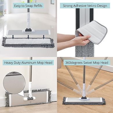 Salav True & Tidy Heavy Duty Wet and Dry Sweeper Mop & Mop Pad 4-pc. Set