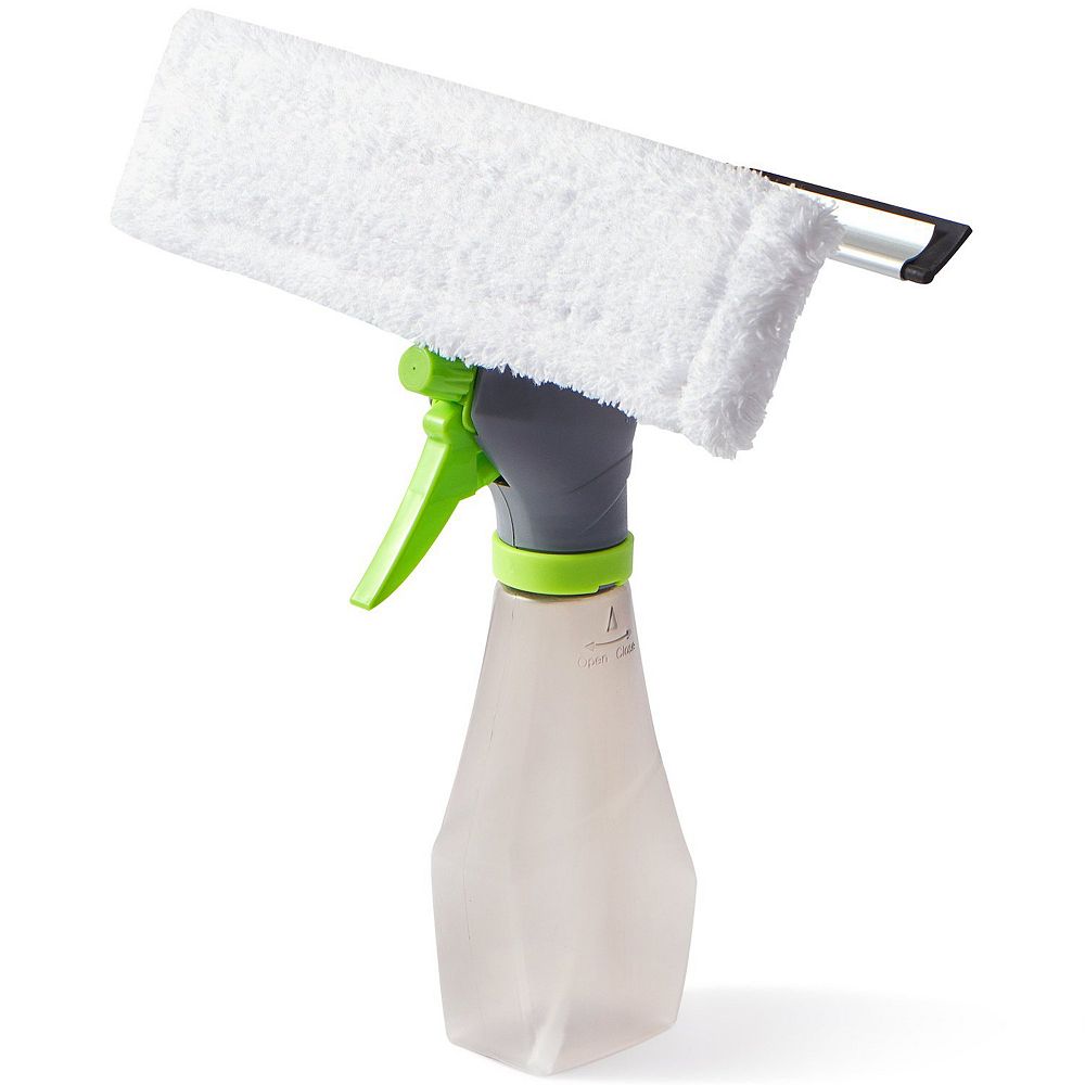 Salav True & Tidy Glass Cleaner Spray Bottle with Built-In Squeegee
