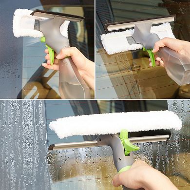 Salav True & Tidy Glass Cleaner Spray Bottle with Built-In Squeegee